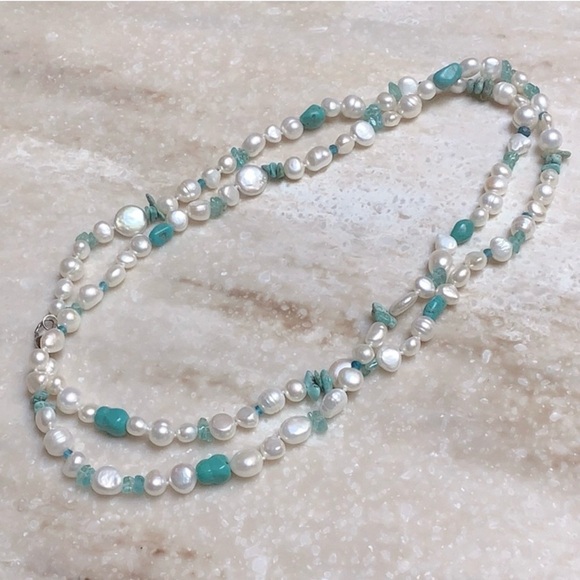 😍Honora 36” Pearl Turquoise & Apatite Necklace😍 NWOT